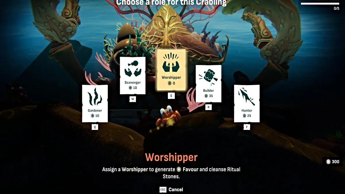 Types de rôles dans Crab God