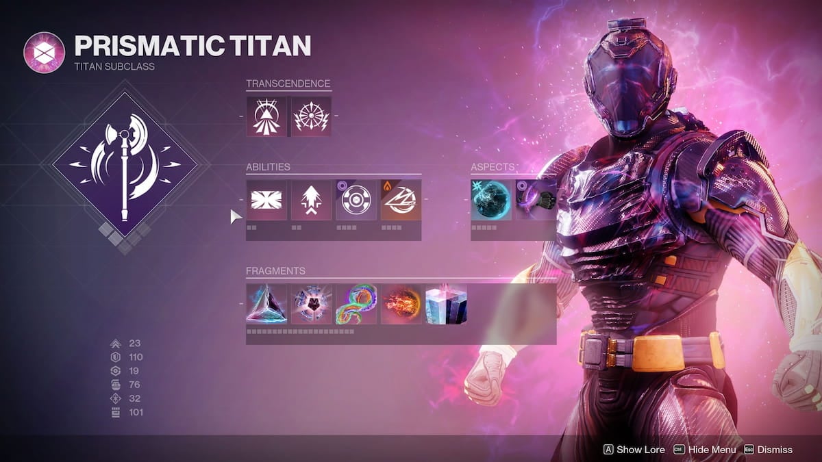 Destiny 2 Prismatic Titan construit dans The Final Shape