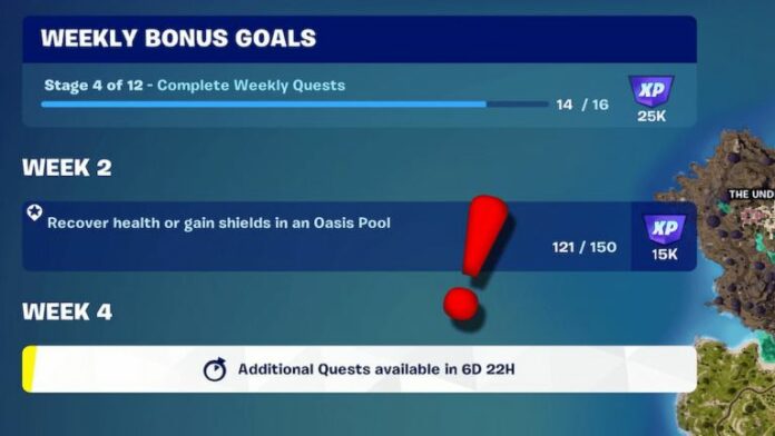 Quest page in Fortnite with Week 3 quests missing