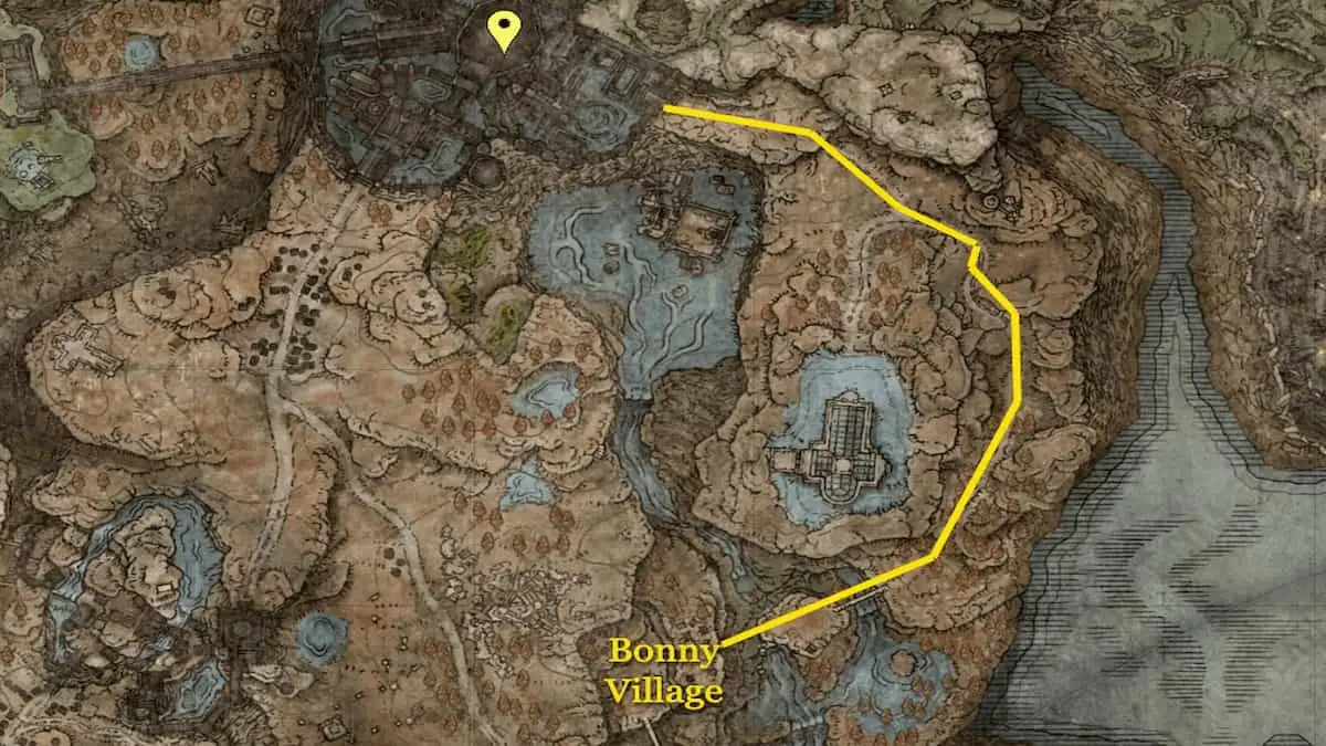 Emplacement de la carte du Bouclier de poussée carien dans Elden Ring Shadow of Erdtree