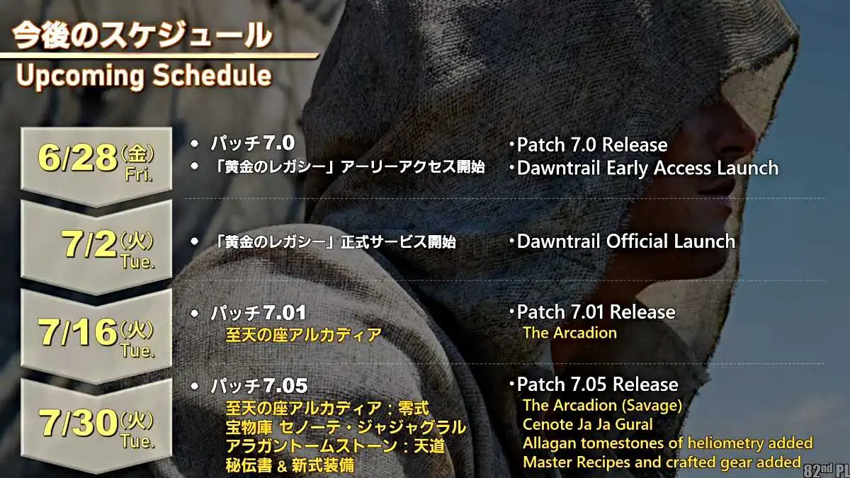 Programme du premier mois de Dawntrail dans Final Fantasy XIV