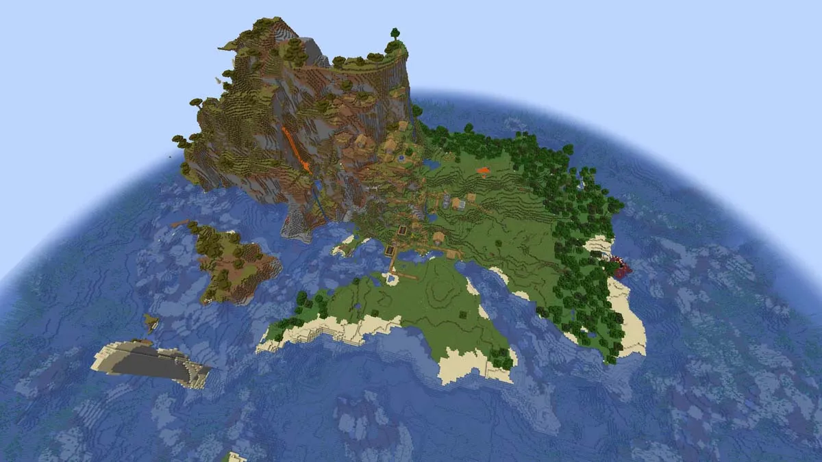Grand village insulaire de survie dans Minecraft