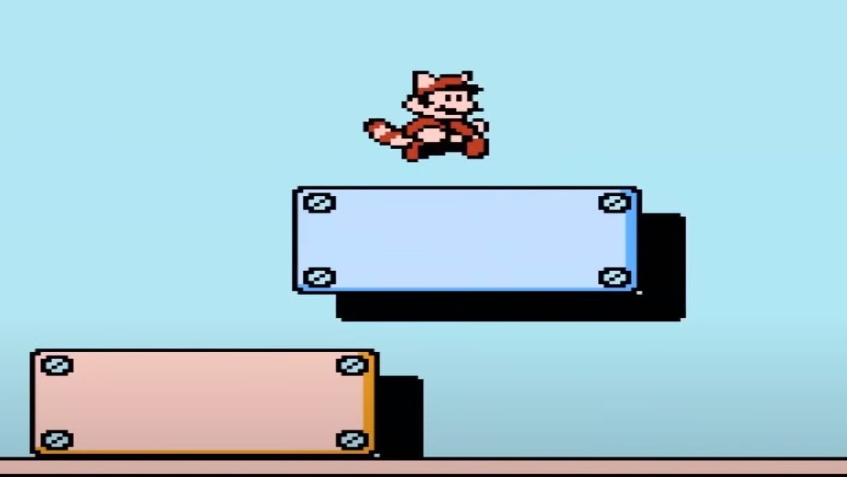 Mario sautant dans Super Mario Bros.3