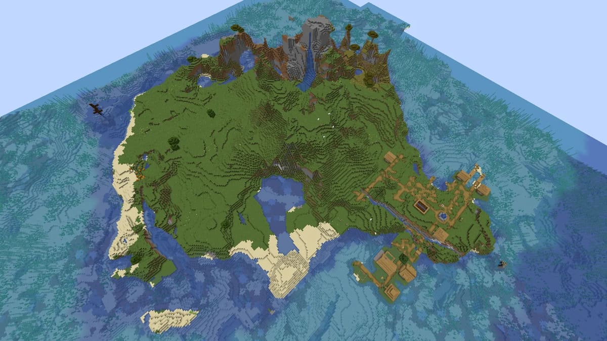 Île et village de survie dans Minecraft
