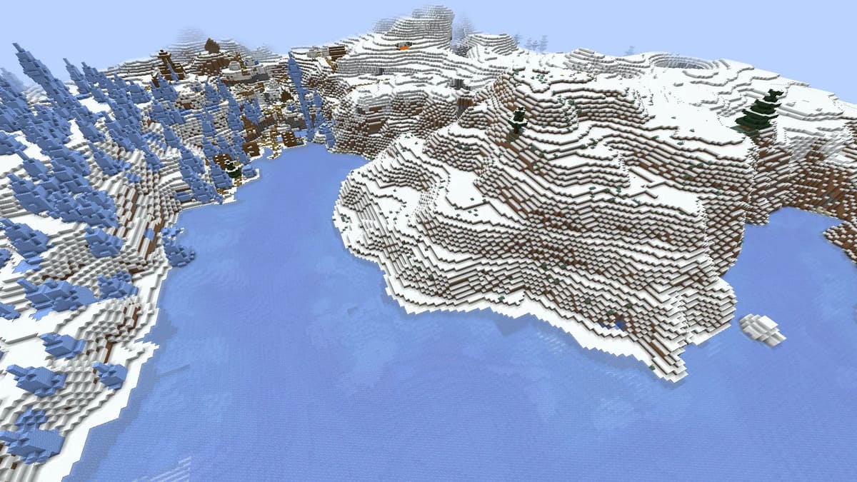 Pointes de glace et village dans Minecraft