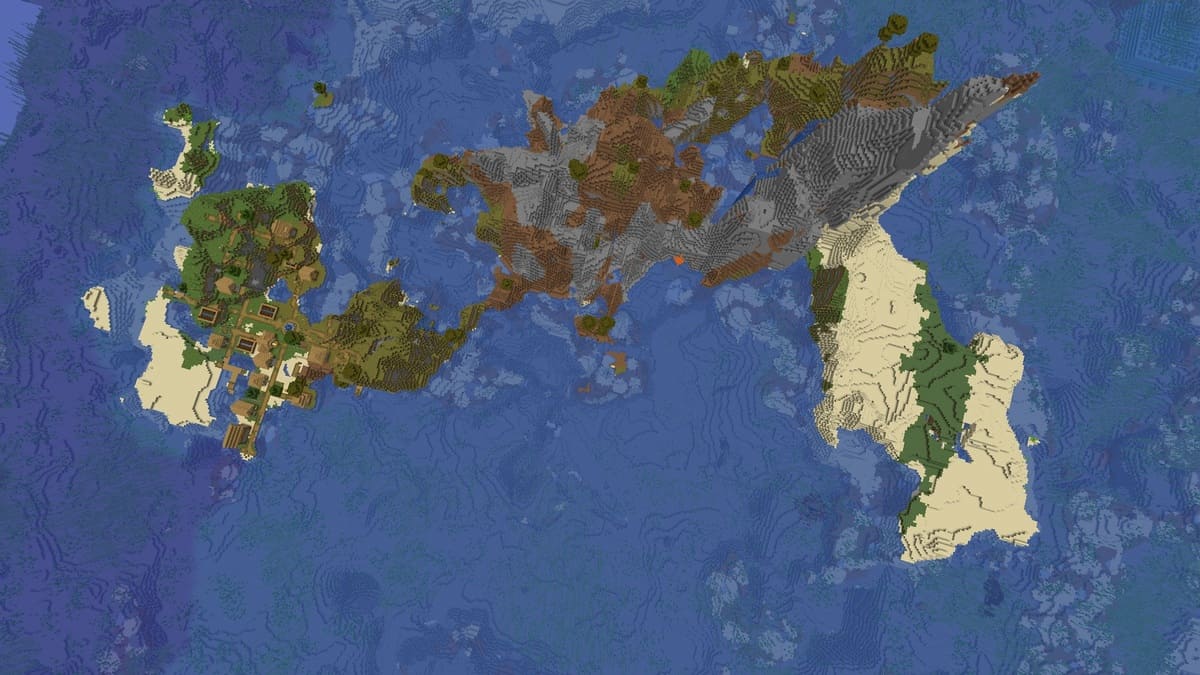 Une immense île de survie et un village dans Minecraft