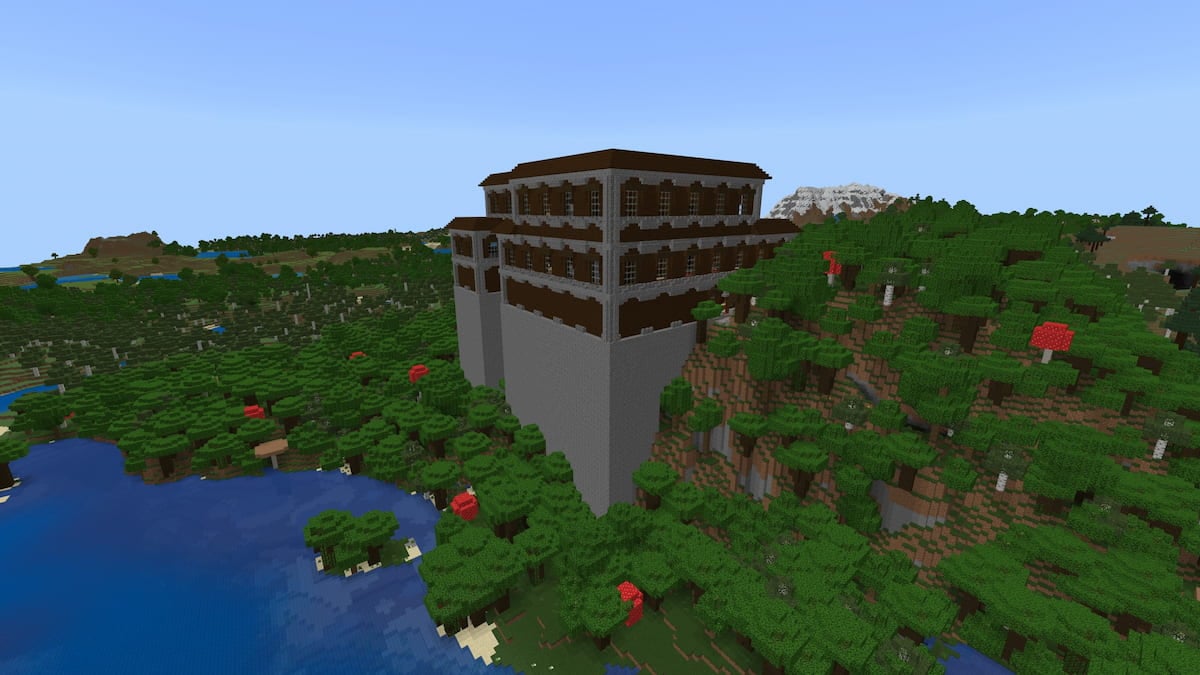 Un imposant manoir forestier dans Minecraft