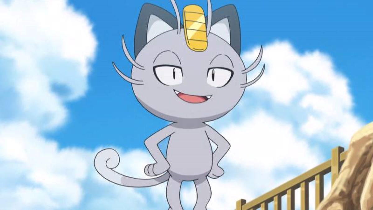 Gros plan de Mewoth d'Alola dans l'anime Pokémon Soleil et Lune