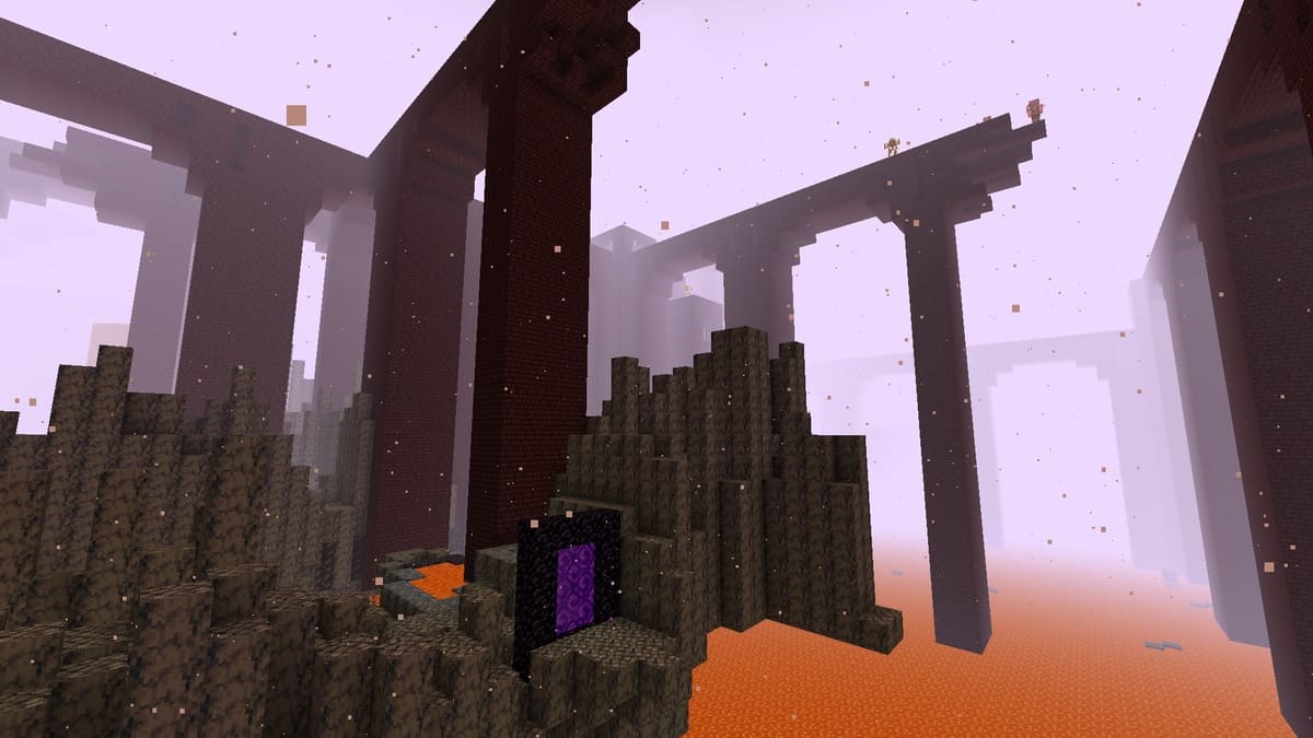 Portail en ruine et forteresse du Nether dans Minecraft