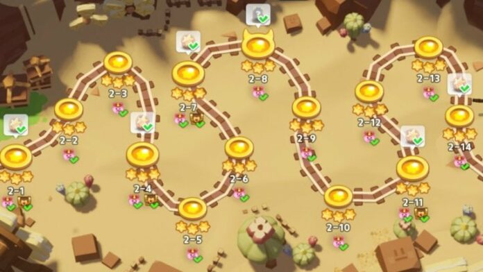 the world map of World 2 of Cookierun Tower of Adventures