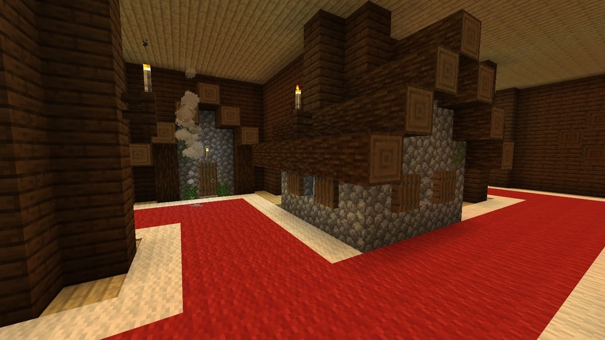 Cabane de village à l'intérieur d'un manoir forestier dans Minecraft