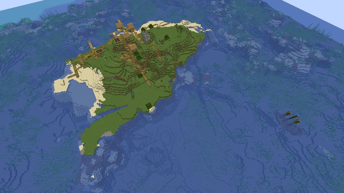 Naufrage et village dans Minecraft