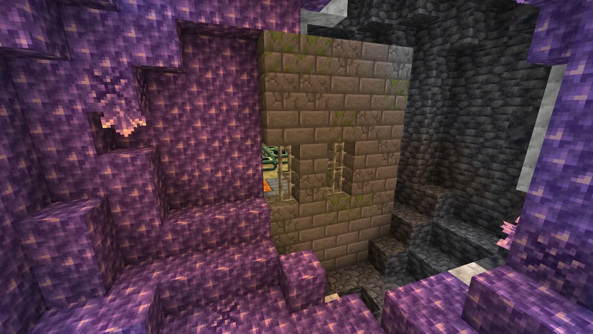 Géode d'améthyste à l'intérieur de la forteresse dans Minecraft