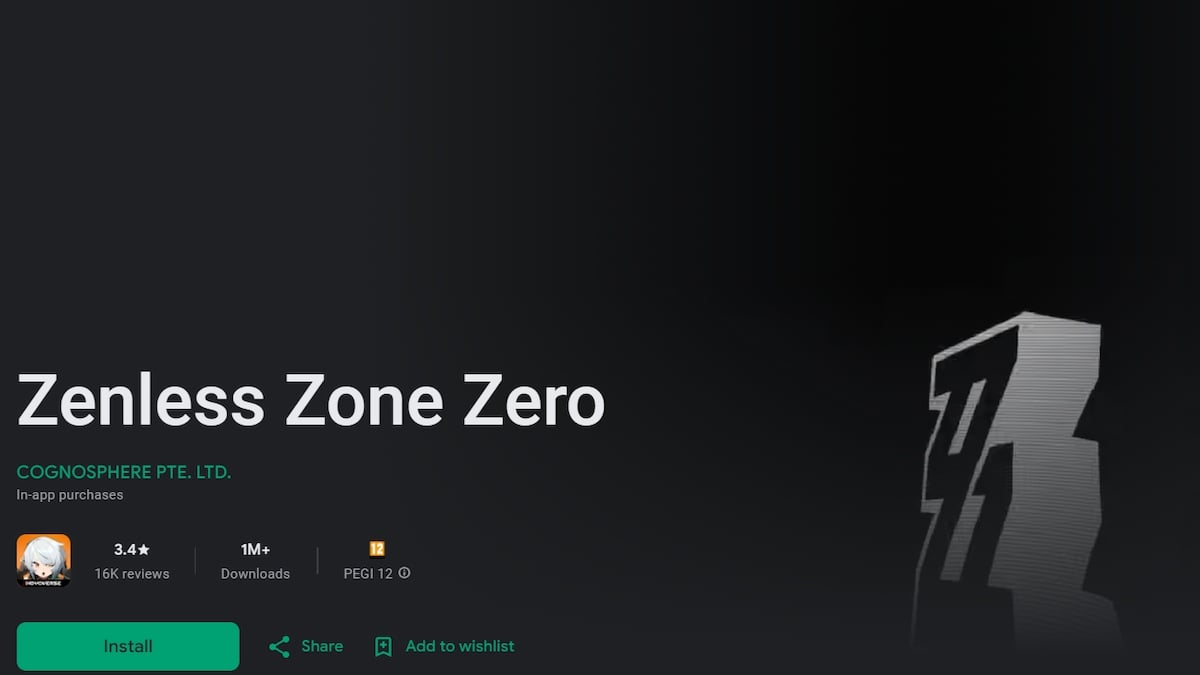 La page Zenless Zone Zero dans le Google Play Store.