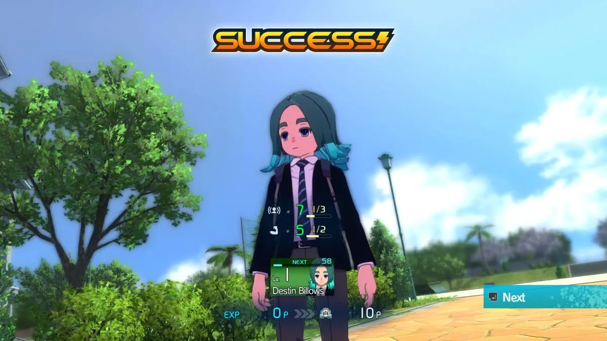 Écran de réussite de Destin dans Inazuma Eleven Victory Road