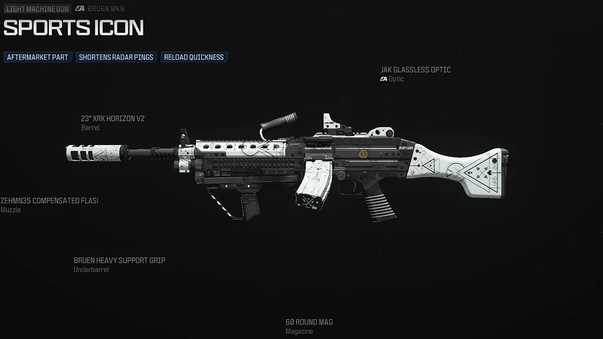 Plan de la mitrailleuse légère Bruen MK9 de Call of Duty Warzone Sports Icon