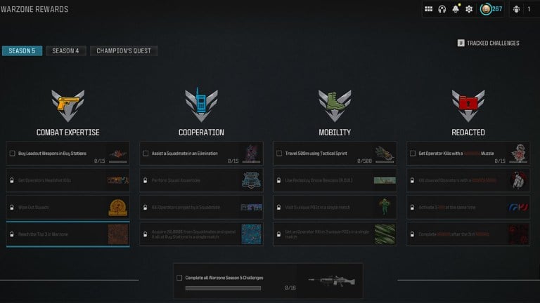 Tous les défis et récompenses de la saison 5 dans Warzone