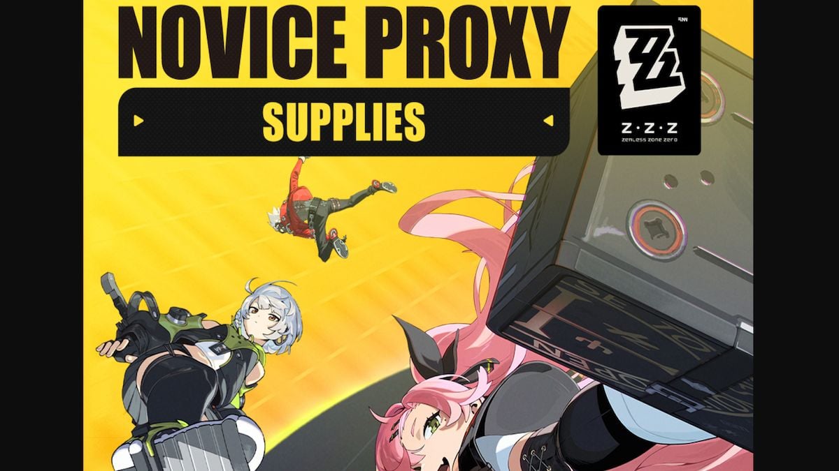 Affiche d'annonce de Novice Proxy Supplies pour Zenless Zone Zero.