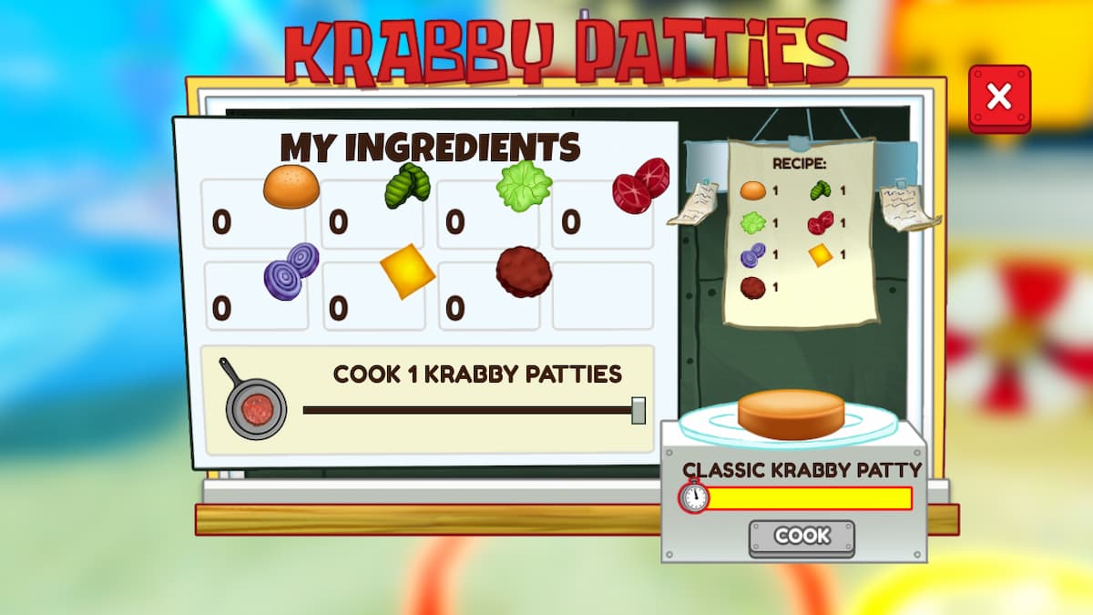 La recette du Krabby Patty dans SpongeBob Simulator