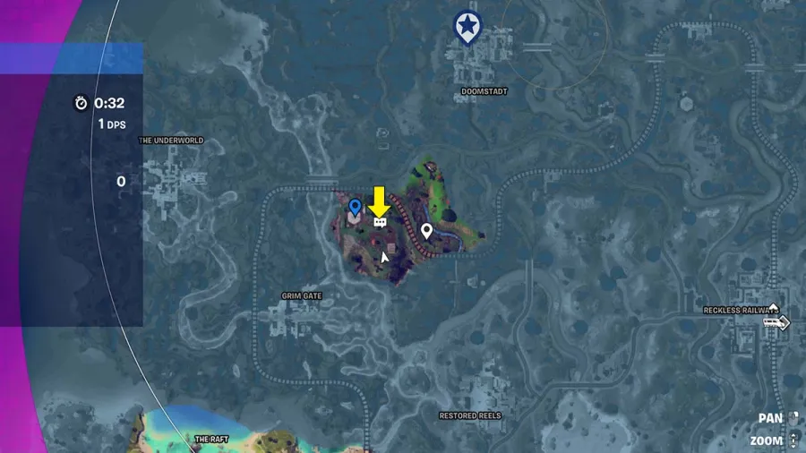 Carte Fortnite montrant l'emplacement du PNJ Iron Man