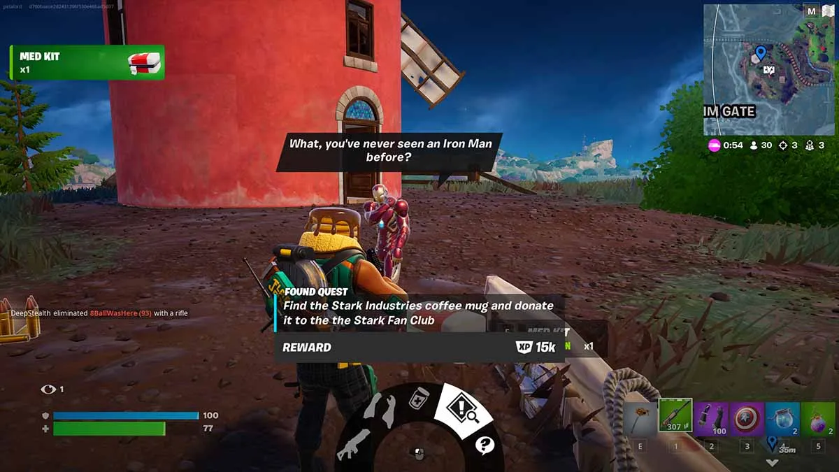 Opérateur de Fortnite parlant à Iron Man