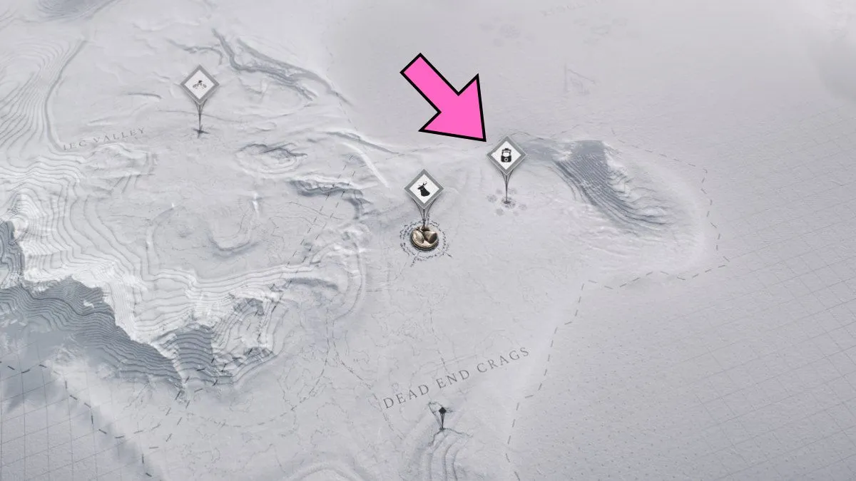 Emplacement du noyau de Dead End Crags dans Frostpunk 2