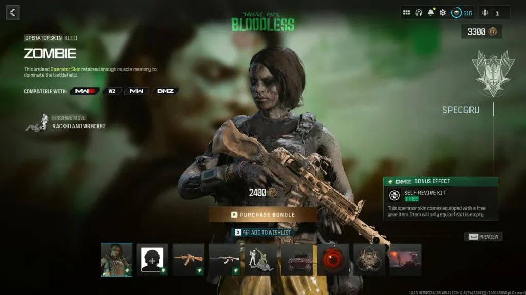 Skin d'opérateur Zombie pour Call of Duty Warzone