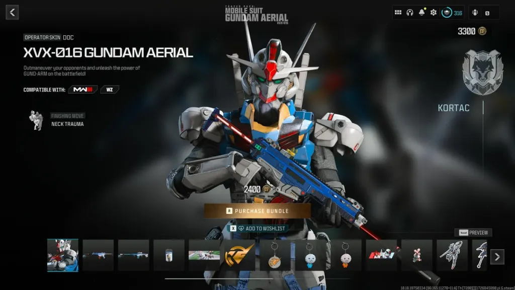 Skin d'opérateur Call of Duty Warzone Gundam