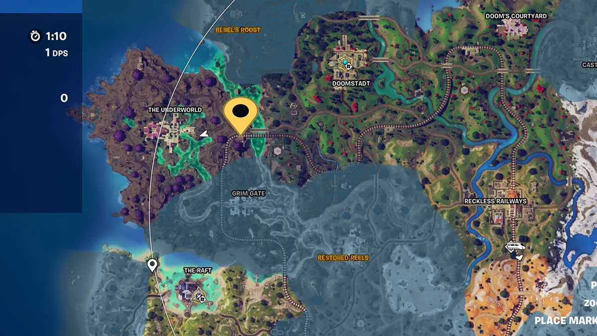 Carte Fortnite indiquant l'emplacement de Scout