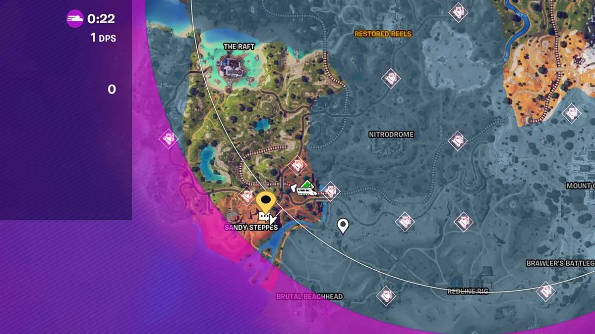 Carte Fortnite indiquant l'emplacement de Hope