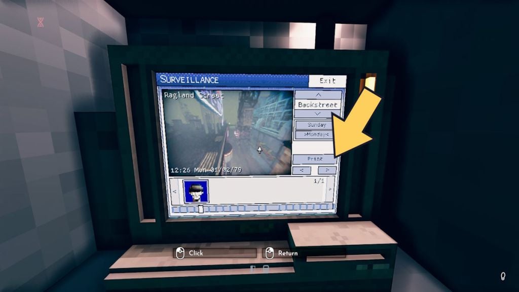 Une interface CCTV dans Shadows of Doubt