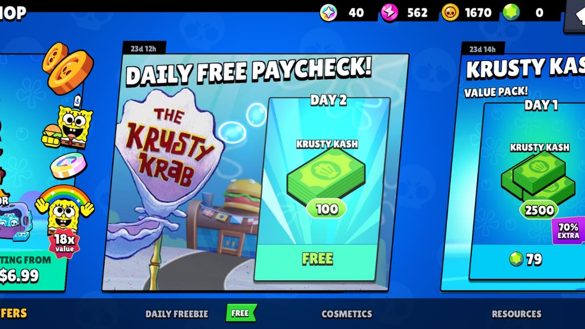 Le chèque de paie quotidien de Krusty Cash dans Brawl Stars