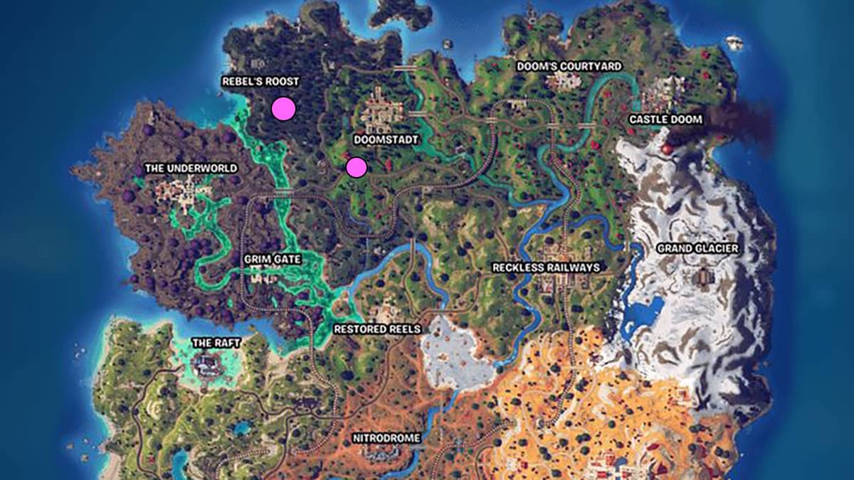 Carte Fortnite avec points d'intérêt de la saison 4 chapitre 5