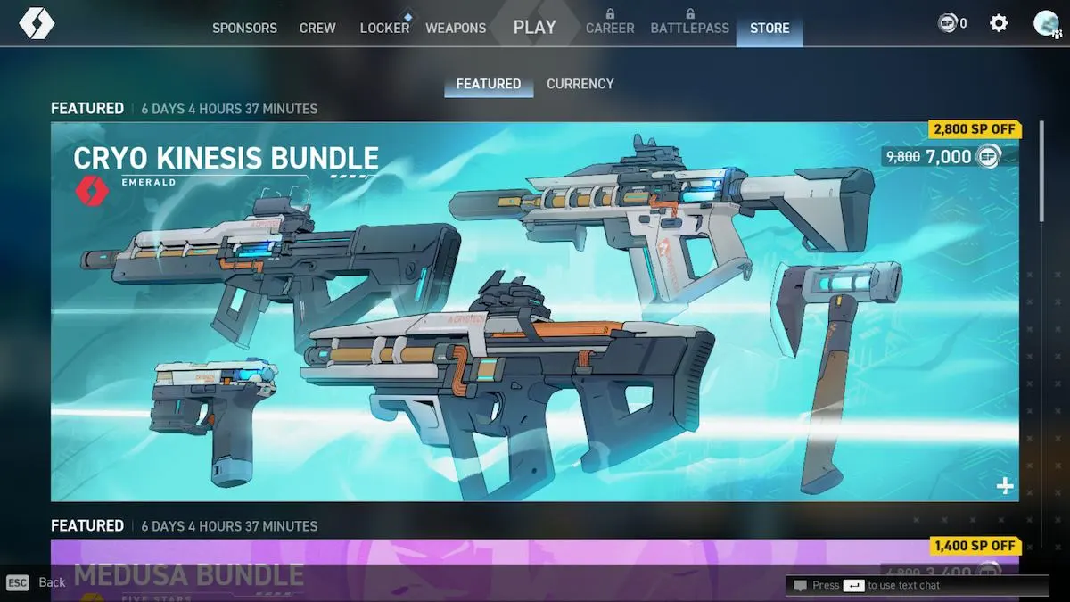 Pack de skins d'armes Cryo Kinesis dans Spectre Divide.