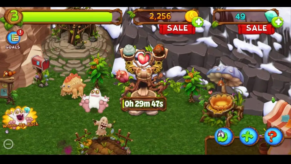 Élevage de monstres dans My Singing Monsters : Dawn of Fire.