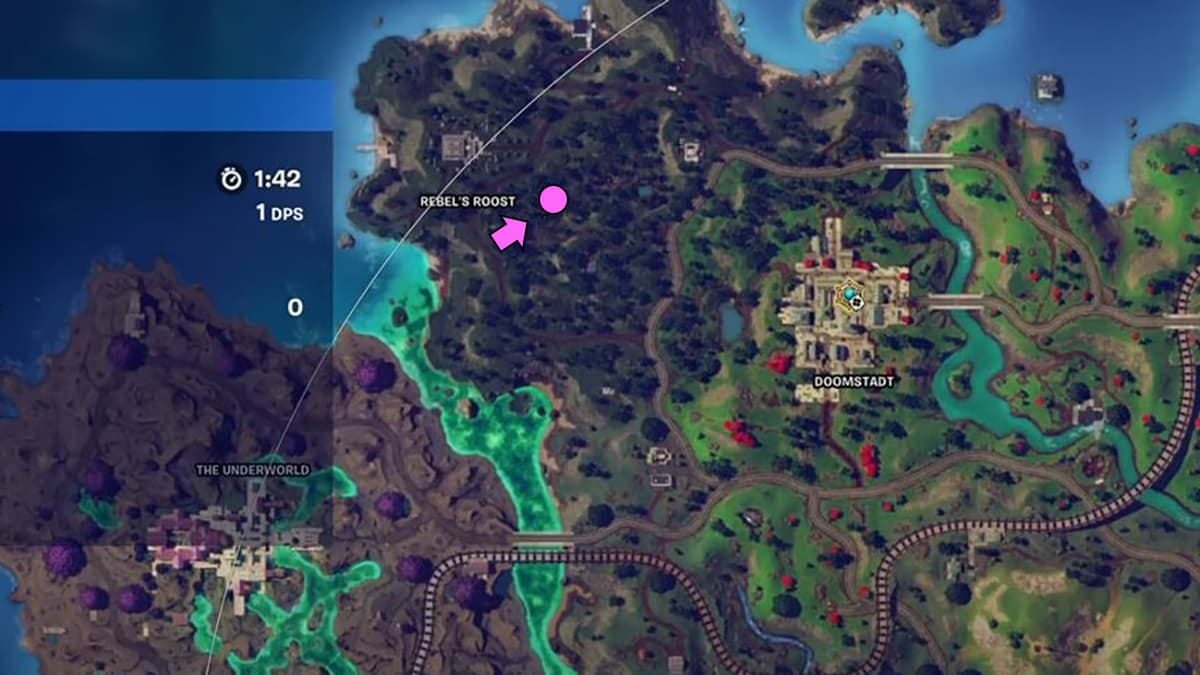 Emplacement de la statue commémorative sur la carte Fortnite