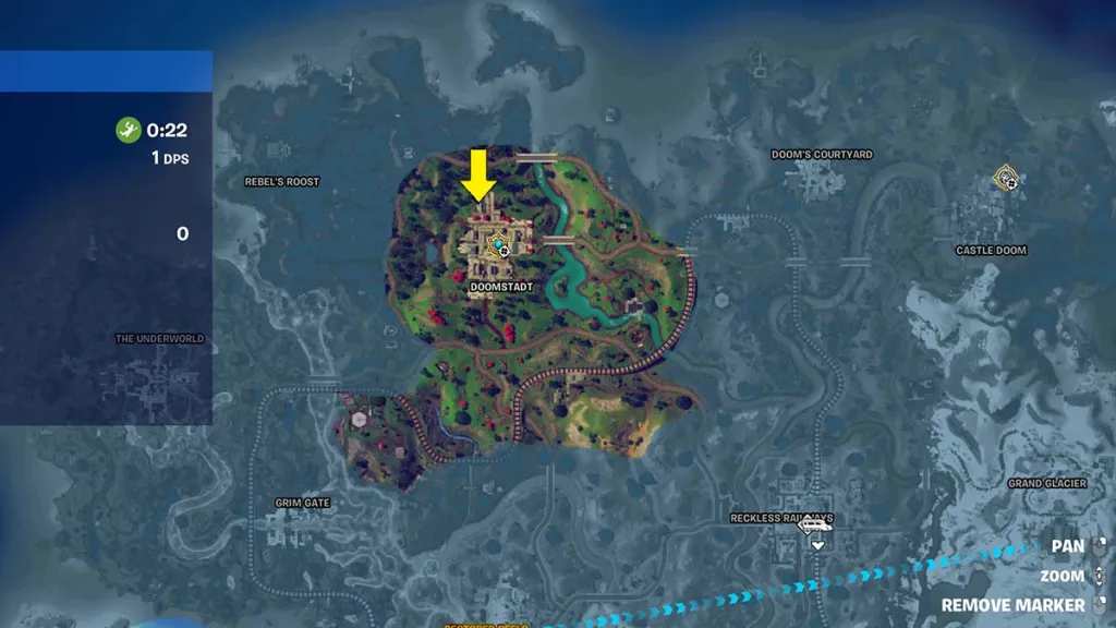 Emplacement du fan club Stark de Fortnite sur la carte