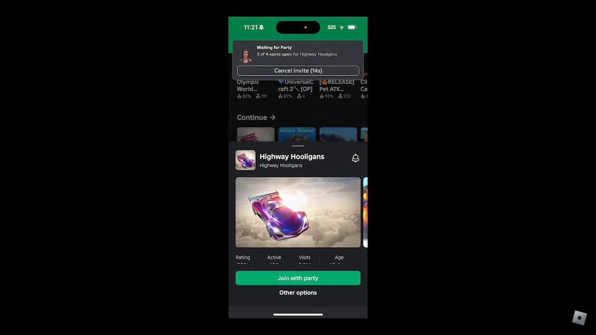 Nouvelle fonctionnalité Roblox Party.