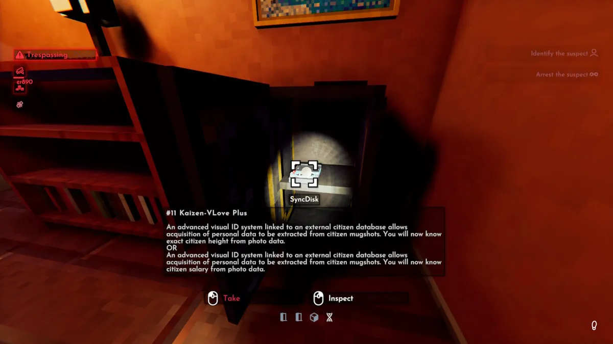 Un exemple de disque de synchronisation dans Shadows of Doubt.