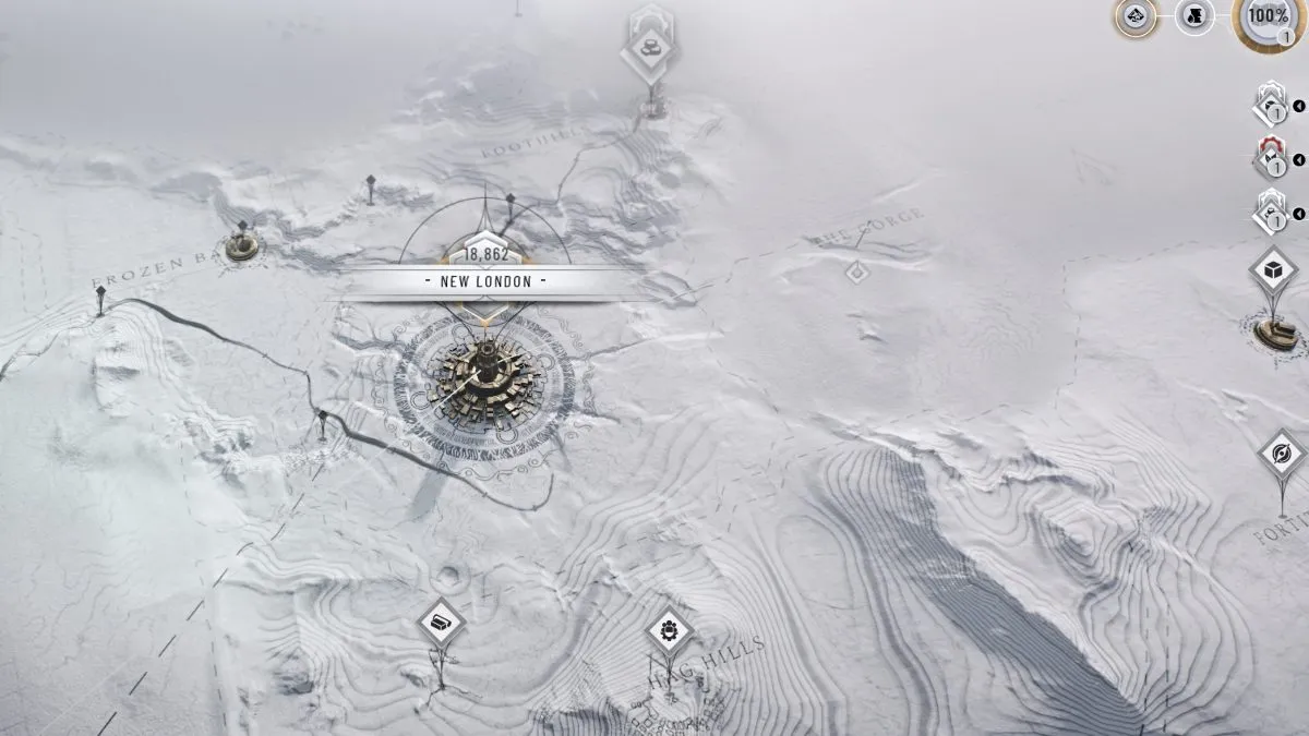 Carte du monde de Frostlands dans Frostpunk 2