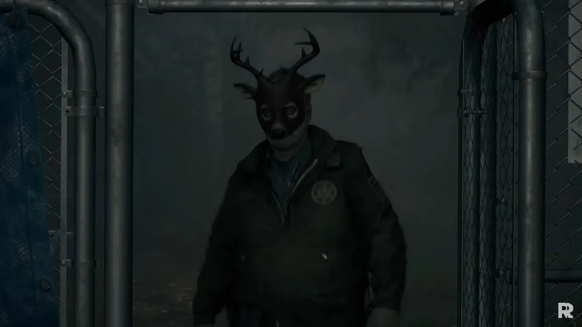 Officier portant un masque de cerf dans Alan Wake 2.