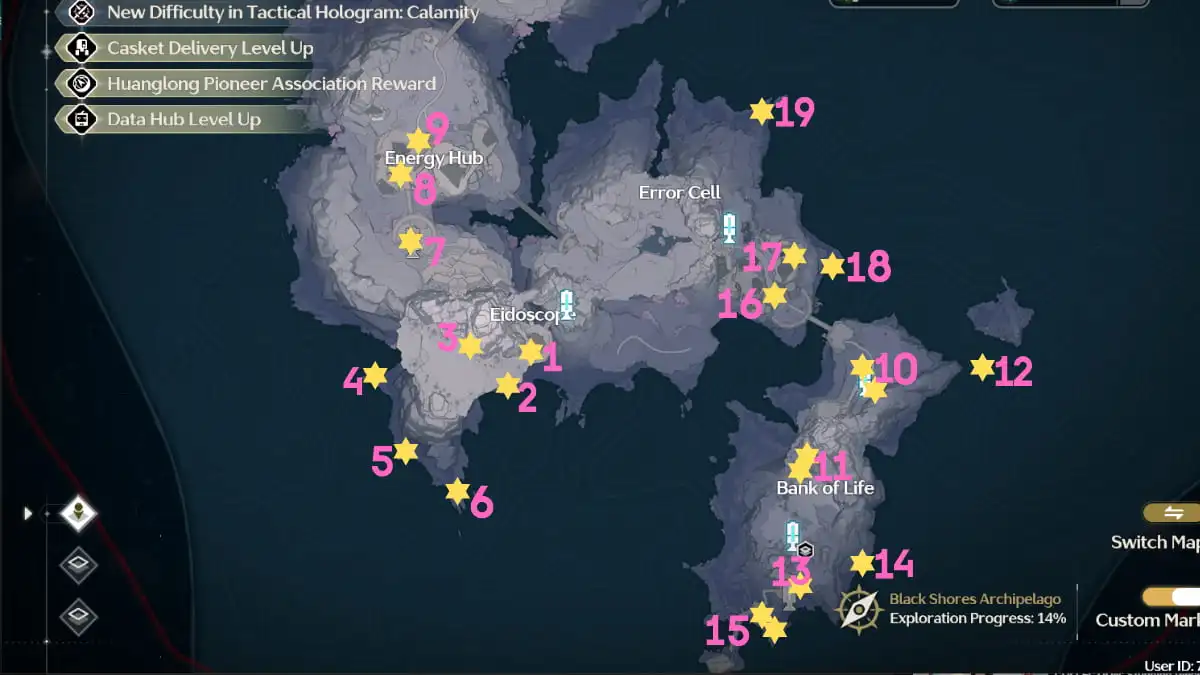 Emplacements de Wuthering Waves Nova sur la carte