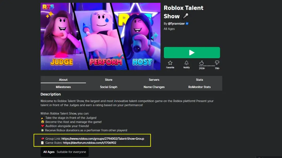 Groupe Roblox Talent Show