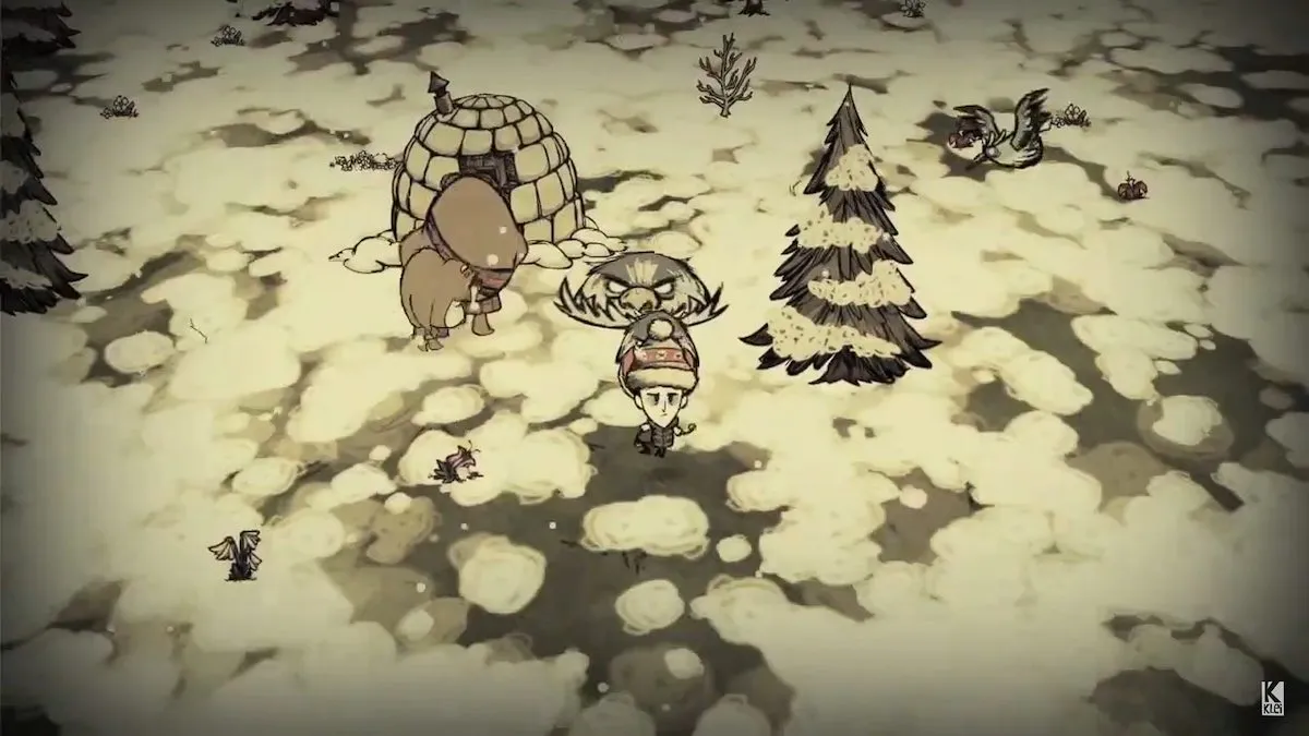 Don't Starve gameplay dans la zone enneigée.