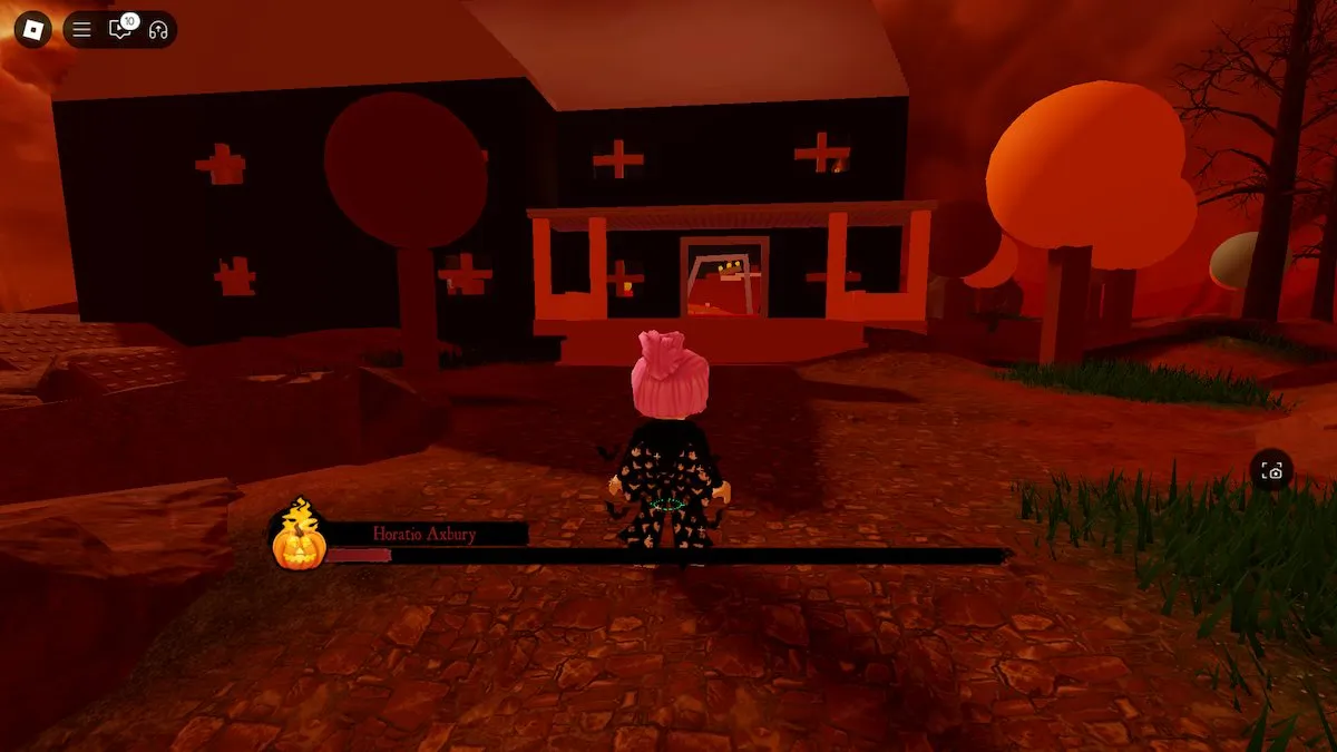 La maison du combat de boss dans The Haunt sur Roblox.