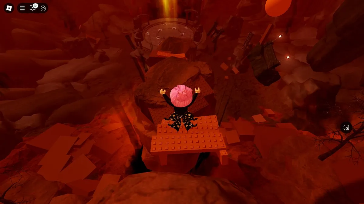 Le chemin vers la zone de combat de boss dans The Haunt sur Roblox.