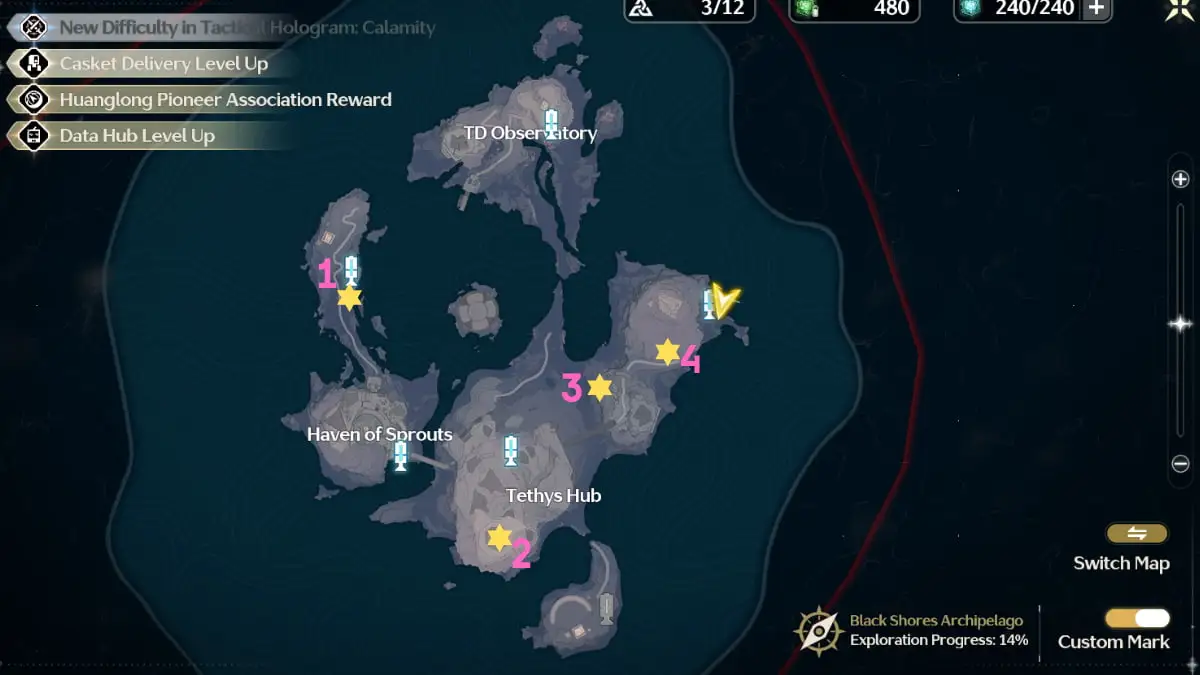 Emplacements de Wuthering Waves Nova sur la carte