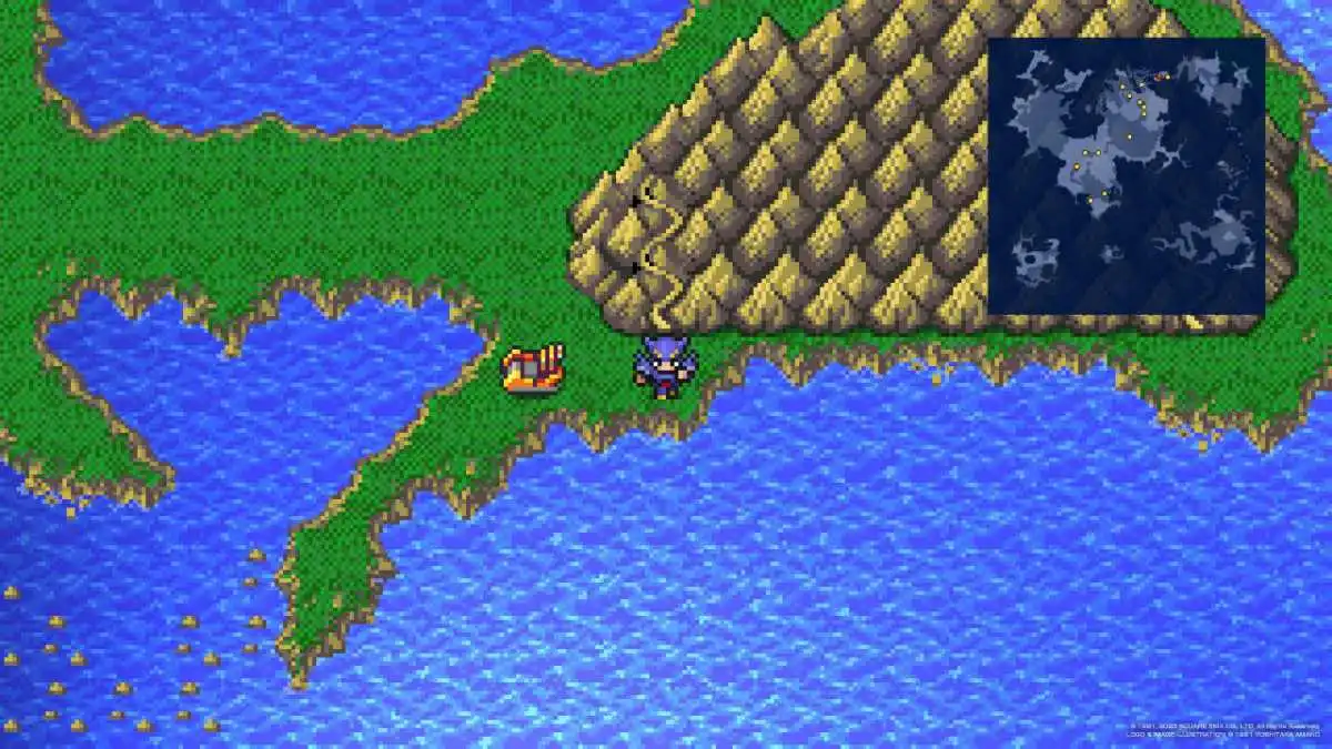 Cecil Harvey se tient devant l'entrée du mont Hobs dans Final Fantasy IV.