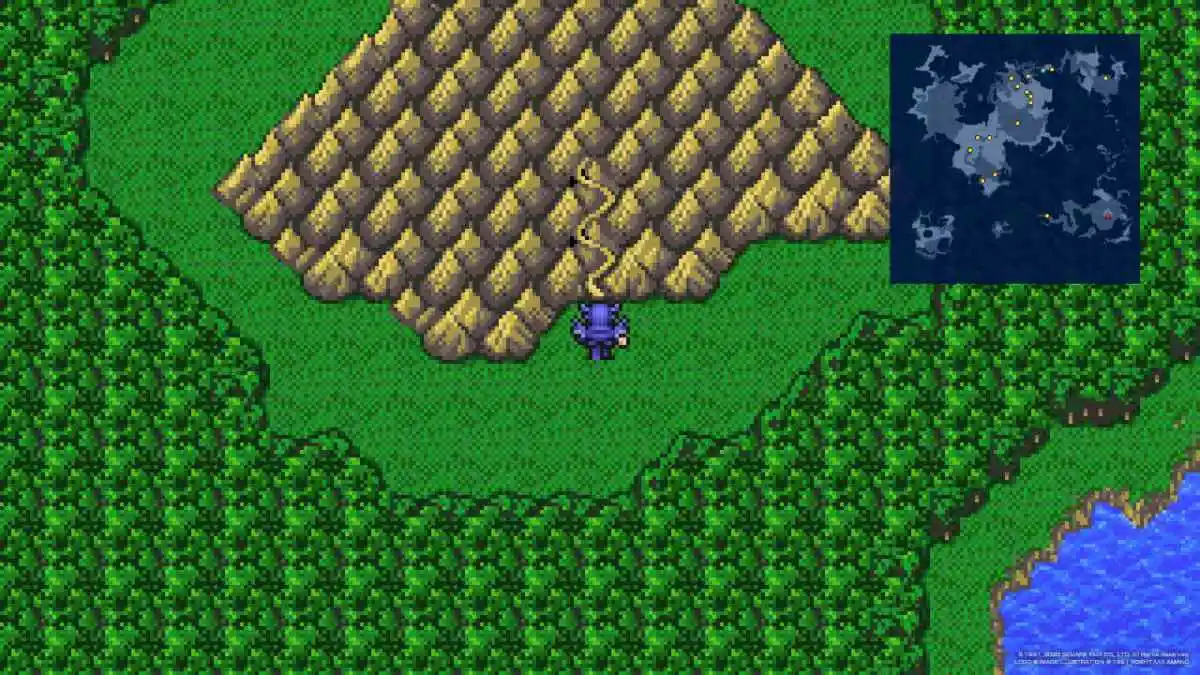 Cecil Harvey s'approche du Mont Ordeals dans Final Fantasy IV.