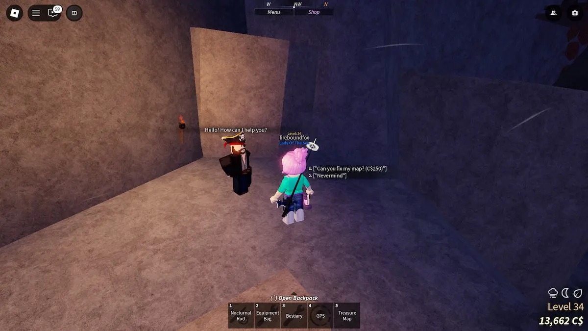 Emplacement de Jack Marrow à Fisch sur Roblox.